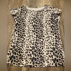 Leopard Print Short Sleeve Top